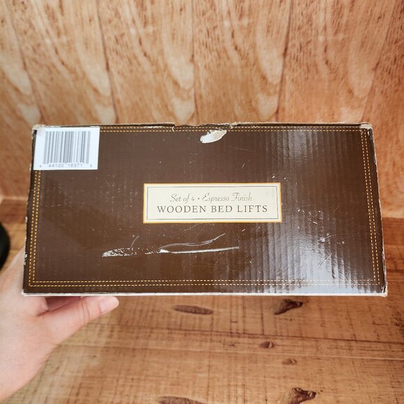 Bed Bath and Beyond Espresso Wooden Bed Post Lifts Brown Lot of 4 New In Box - Picture 2 of 4